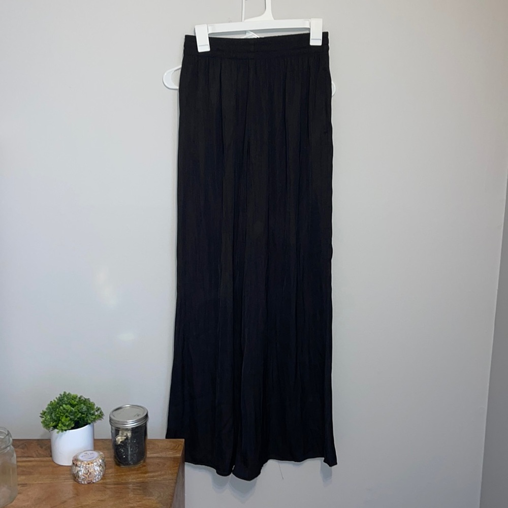 Zara wide leg black satin pants